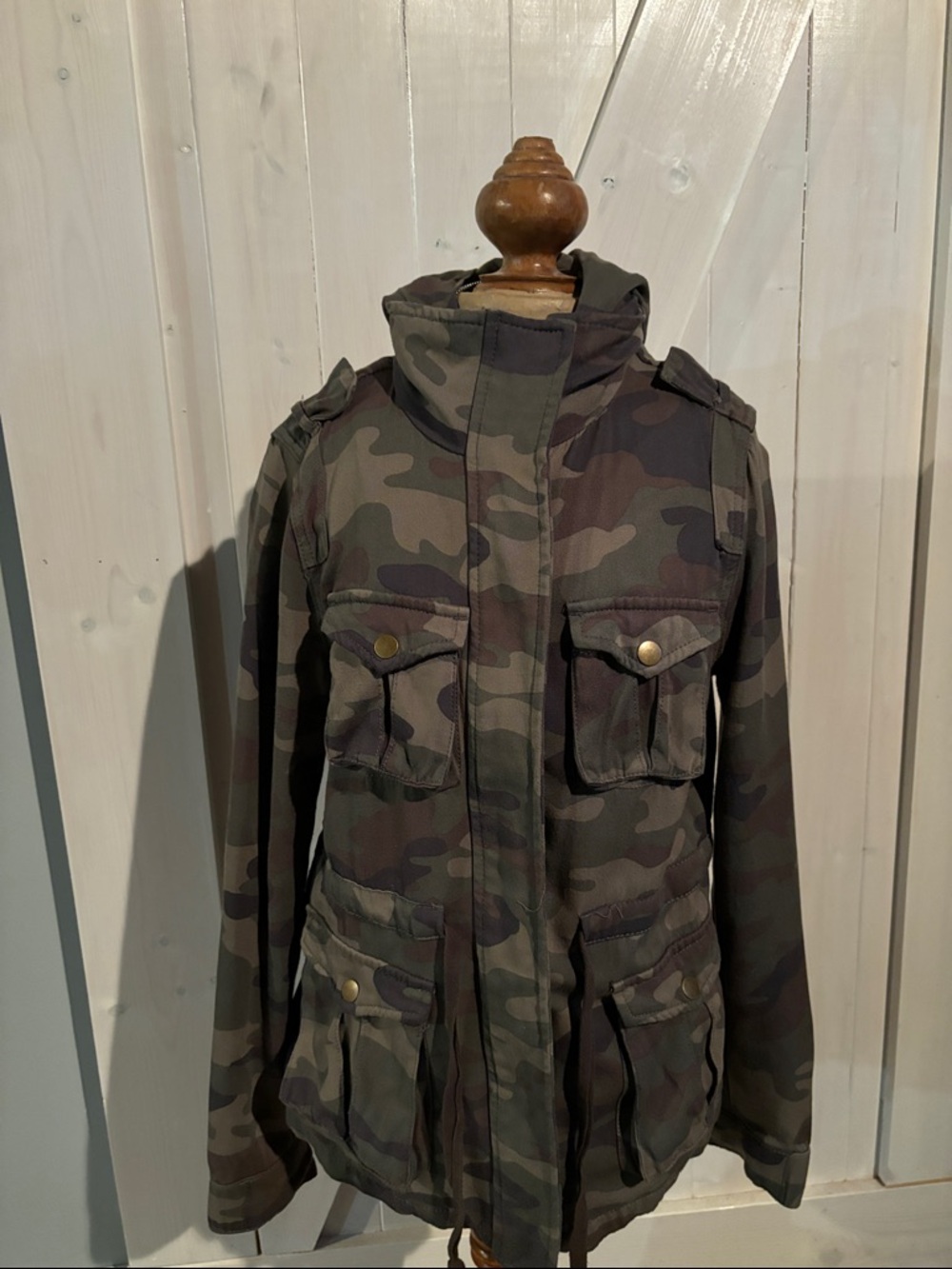 Design Lab Lord & Taylor Camouflage Utility Jacket in Green/Brown